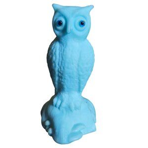Frosted Blue Satin Owl Westmoreland Glass Figurine Vintage Decor AS IS READ